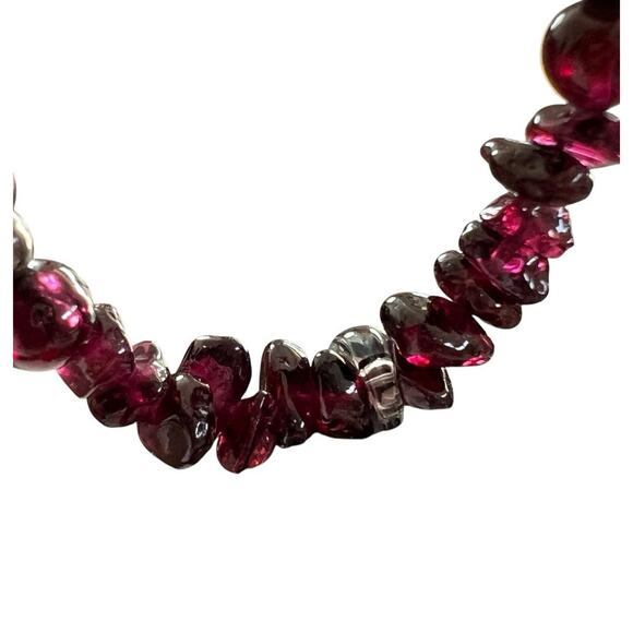 Artisan Necklace Translucent Natural Stone Chips Red Shades Dichroic Pendant Vtg - Picture 6 of 8